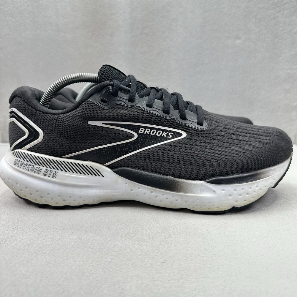 Mens Size 10.5 (2E) Brooks Glycerin GTS 21 Shoes Black / White Running Sneakers